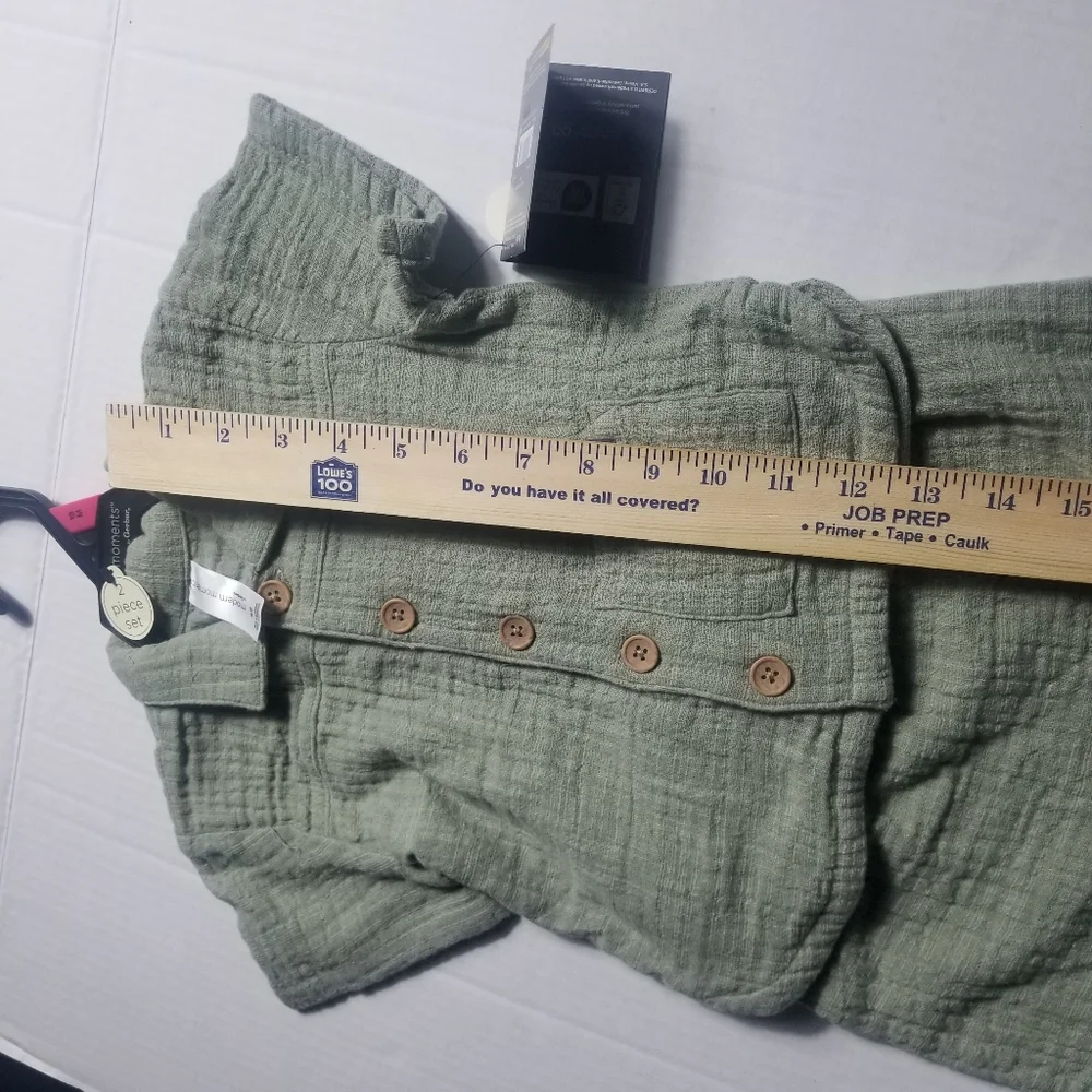 NWT MODERN MOMENTS GREEN BUTTON DOWN SHORT OUTFIT SIZE 18 MONTHS